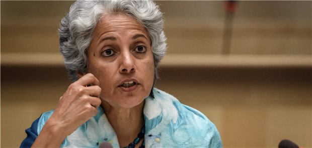WHO-Wissenschaftlerin warnt vor weltweit sinkender Lebenserwartung World Health Organization (WHO) Chief Scientist Soumya Swaminathan attends a press conference organized by the Geneva Association of United Nations Correspondents (ACANU) amid the COVID-19 pandemic, caused by the novel coronavirus, on Friday, 3 July 2020, at the WHO headquarters in Geneva, Switzerland