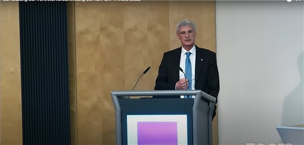 Dr. Thomas Kriedel am Freitag auf der Vertreterversammlung der KBV.