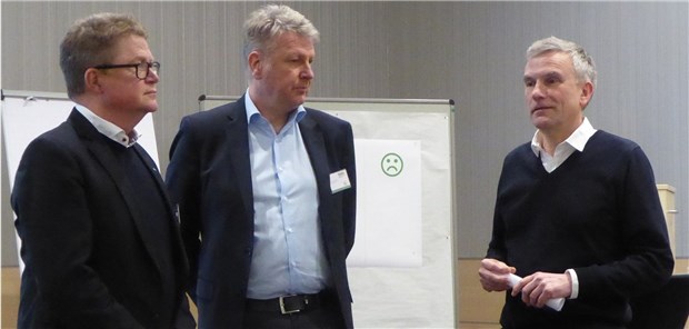 Dr. Volker Schrage, Thomas Müller und Dr. Dirk Spelmeyer (v.l.) beim ersten Mitglieder-Dialog der KVWL in Dortmund.