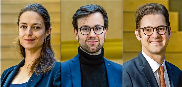 Drei junge Ärzte im Bundestag: Tina Rudolph, Johannes Wagner und Stephan Pilsinger. (von links)
