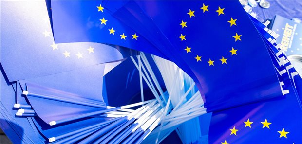 Welche Ärzte sind Teil des kommenden EU-Parlaments? EU-Fahnen bei einer Veranstaltung