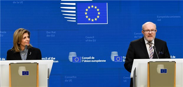 EU-Gesundheitskommissarin Stella Kyriakides und der tschechische Gesundheitsminister Vlastimil Valek präsentierten am Freitag in Brüssel der Presse die Ergebnisse des EPSCO-Treffens.