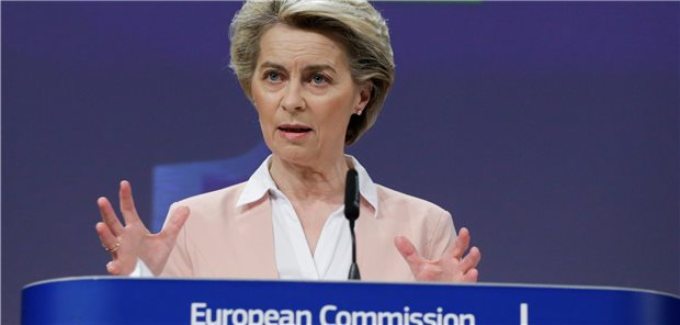EU geht mit Geld und Ideenpaket in die Corona-Offensive EU-Kommissionschefin Ursula von der Leyen bei der Präsentation ihres Aktionsplans am Mittwoch in Brüssel.