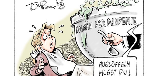 Bulimie und Rhinitis: Corona lässt die Jüngsten leiden Ein Cartoon von Jürgen Tomicek.