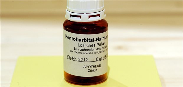 Bundesverwaltungsgericht: Keine Erleichterung für Schwerkranke beim Zugang zu Natrium-Pentobarbital Ein Fläschchen Pentobarbital-Natrium aus einer Apotheke aus Zürich.