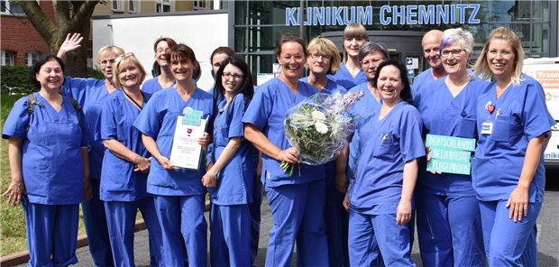 In Chemnitz arbeiten Sachsens beliebteste Pflegeprofis Ein ausgezeichnetes Team: Die Mitarbeiter der Station K 111 des Chemnitzer Klinikums.