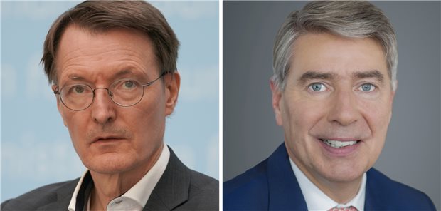 Eine Milliarde Euro will die Ampel zur Sanierung der GKV von der Pharmaindustrie: Für Gesundheitsminister Karl Lauterbach (links) ist dies ein „Solidarbeitrag“, für vfa-Präsident Han Steutel ist es eine „Sanierungshilfe“.