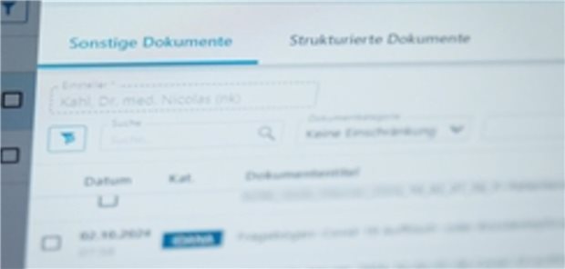 Abbildung der Nutzeroberfläche einer E-Patinentenakte 
