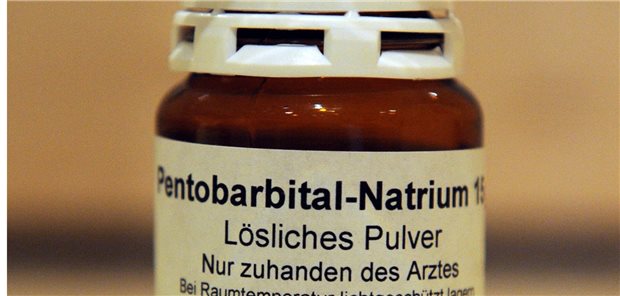 Schwerkranke Menschen haben keinen Anspruch auf Natrium-Pentobarbital Eine leere Flasche mit Pentobarbital-Natrium.