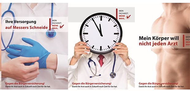 SpiFa bringt Wahlplakate ins Wartezimmer Eine zentrale Botschaft der SpiFa-Plakatkampagne richtet sich gegen die Bürgerversicherung.