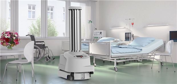 Robotikindustrie muss in Kliniken keine Klinken putzen Einer von vielen Service-Robotern in Kliniken: Der „UVD Robot“ des Herstellers Blue Ocean Robotics hat 2019 den „Award for Invention and Entrepreneurship in Robotics and Automation“ erhalten.
