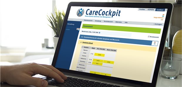 COVID-Patienten zu Hause begleiten: Software unterstützt Eingabemaske des Softwaremoduls CovidCare: Durch Telemonitoring soll eine Verschlechterung des Gesundheitszustands ambulanter Patienten rasch erkannt werden.