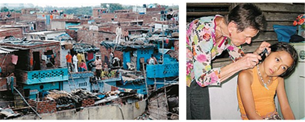 Im Einsatz für die Ärmsten der Armen Elendsviertel in Neu-Delhi. Die Slums sind ideale Brutstätten für die Ausbreitung von Tuberkulose. Dr. Heimke Joswig-Priewe (l.) von "Ärzte für die Dritte Welt" ist dort oft im Einsatz gewesen.