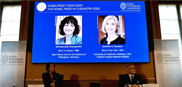 Chemie-Nobelpreis für Entdeckung der Genschere Emanuelle Charpentier und Jennifer Doudna wird für ihre Forschung an der Genschere der Nobelpreis für Chemie verliehen.