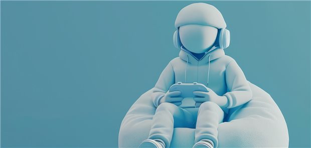 Nintendinitis bis Wii-knee – wenn Zocken schmerzt Eine Figur sitzt mit Kopfhörern auf den Ohren und Kontroller in der Hand in einem Sitzsack.