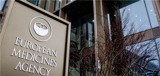 Der Eingang der European Medicines Agency.