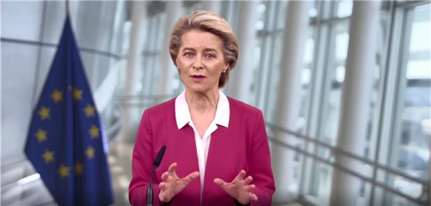 Von der Leyen beim HSK: „Unsere europäische Corona-Impfkampagne ist ein Erfolg“ Gegen ein Virus, das vor Grenzen nicht Halt macht, helfen keine Schlagbäume und auch keine nationalen Alleingänge, sagte die Präsidentin der Europäischen Kommission, Ursula von der Leyen, in ihrem Video-Grußwort zum Start des Hauptstadtkongresses 2021 am Dienstagvormittag.