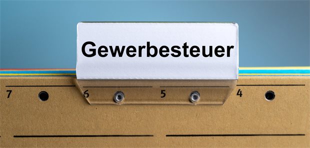 Akte im Hängeregister mit der Aufschrift Gewerbesteuer.
