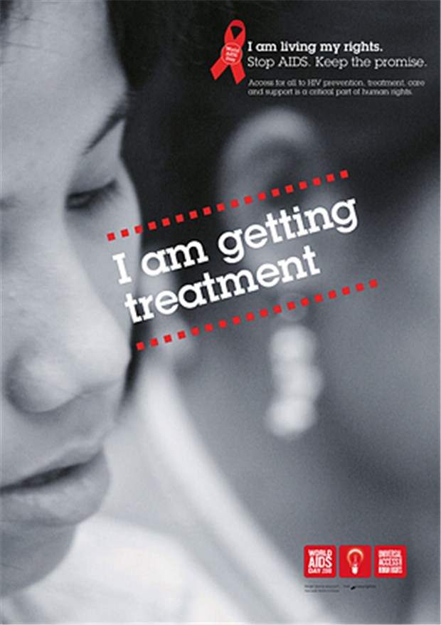 Gibt es in 13 Sprachen: Poster zum Welt-Aids-Tag.