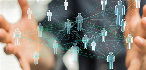 Animation: Netz zwischen zwischen stilisierten Menschen