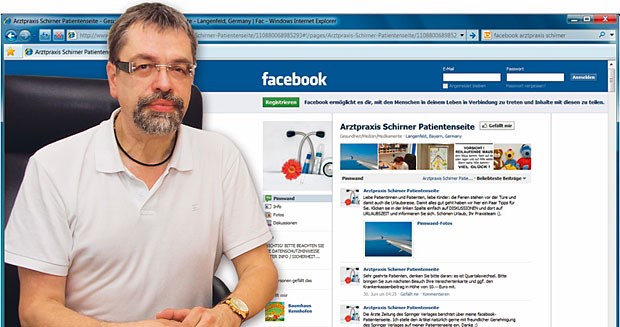 "Gefällt mir": Arzt auf Facebook kommt gut an Hans Joachim Schirner betreibt seine Facebook-Patientenseite sehr aktiv: Hier finden Patienten aktuelle Infos rund um das Praxisgeschehen.