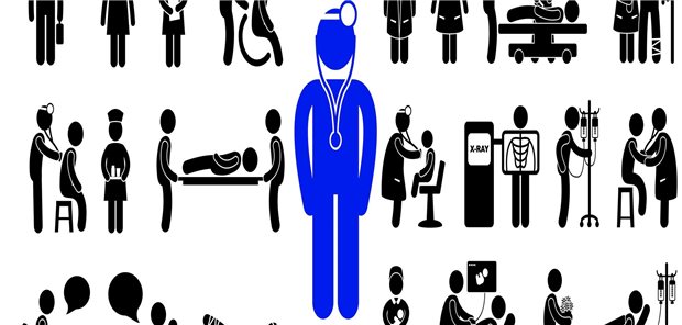 Eine Grafik zeigt den Hausarzt, platziert in der Mitte von ambulanter und stationärer Versorgung.
