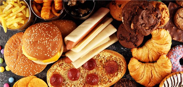Burger, Hotdogs, Pizza, Muffins, Croissants, Pommes, Donuts