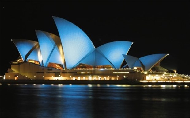 Blaues Licht gegen Diabetes Illuminationen gegen eine Krankheit: Wie hier die Oper in Sydney werden weltweit Gebäude in blauem Licht leuchten.