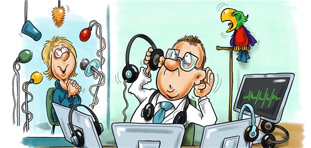 Illustration der Evaluation von Sprachtests am MS-Zentrum des Uniklinikums Dresden. Die Tests werden dort als digitale Biomarker für Multiple Sklerose verwendet.