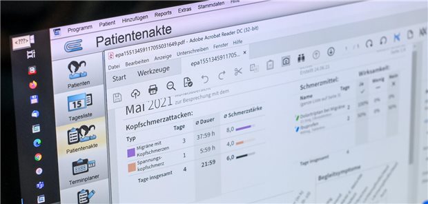 Screenshot einer Patientenakte am PC