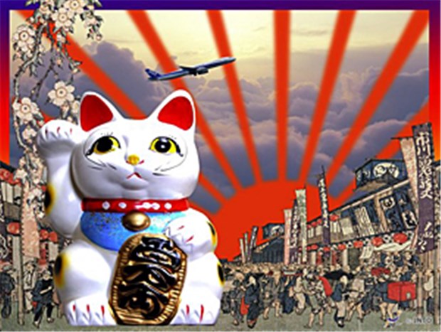 Nippons Wink an Investoren und Kooperationspartner In Japan gelten maneki neko (winkende Katzen) als Glücksbringer. Winkt sie mit der rechten Hand, soll sie Geschäften Geld bringen. Nun könnte sie Investorengeld anlocken, damit die Sonne über Japan bald wieder strahlen kann.