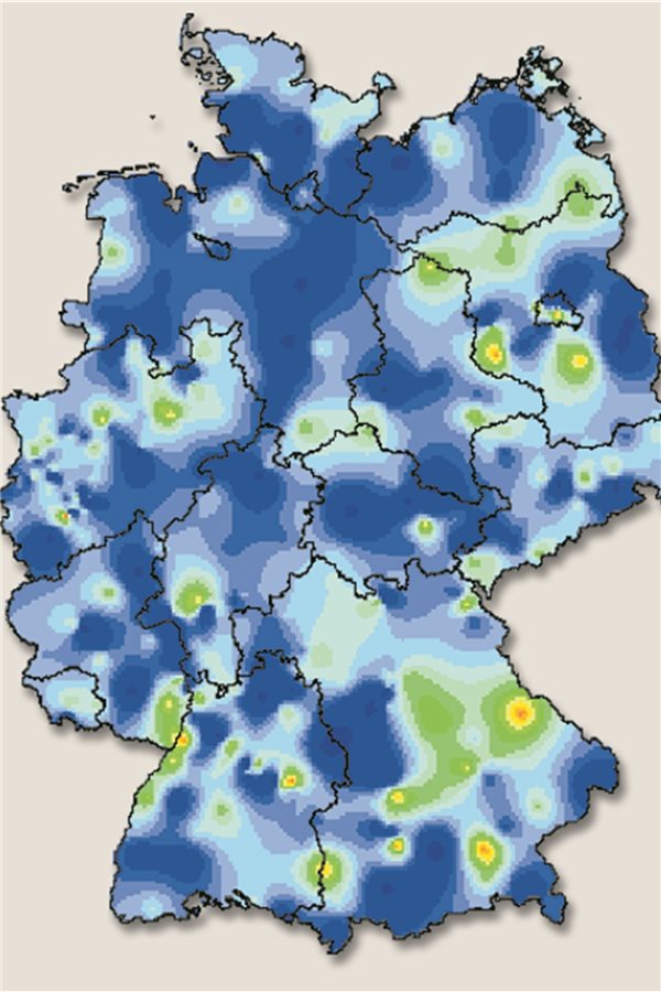 SARS-CoV-2-Positivenrate bei 35- bis 59-Jährigen am höchsten, weiter kaum Influenzafälle In allen vier Großregionen liegt die ARE-Aktivität im Bereich der Hintergrundaktivität