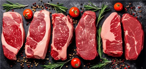 Rotes Fleisch, Rosmarin und Tomaten