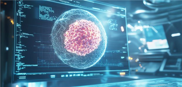 Krebszellen auf einem Bildschirm.