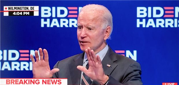 Joe Biden ist die bessere Wahl Joe Biden berichtet in einer Pressekonferenz über seine Corona-Impfpläne.