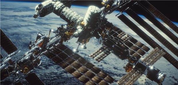 Klinikkeime: Bakterizide Mission im All Die ISS über dem Planeten Erde; Elemente des Bildes stammen von der NASA.