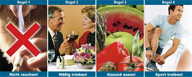 Keine Zigaretten, wenig Alkohol, fünf Mal am Tag Obst und Gemüse, in Bewegung bleiben - so lautet das Rezept für hohes Alter.
