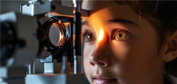 Kind bei einer Augenuntersuchung.