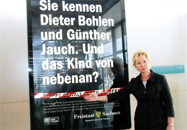 "Stoppt Gewalt gegen Kinder" Kinderschutz ist das Ziel einer Plakataktion in Sachsen.