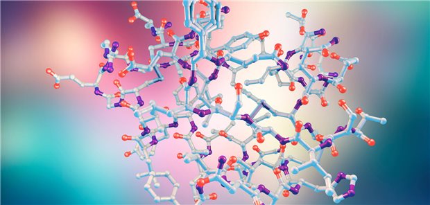 Ein Insulin-Molekül vor verschwommenen Hintergrund