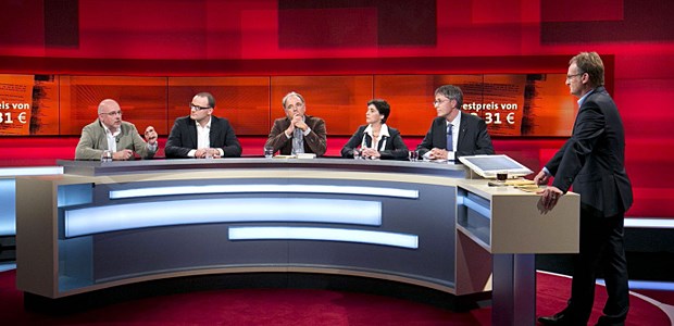 Ärztehonorare versanden bei "Hart aber fair" Komplexe Diskussion bei Plasberg (rechts): Heinrich, Spahn, Bartens, Steffens, Graalmann.