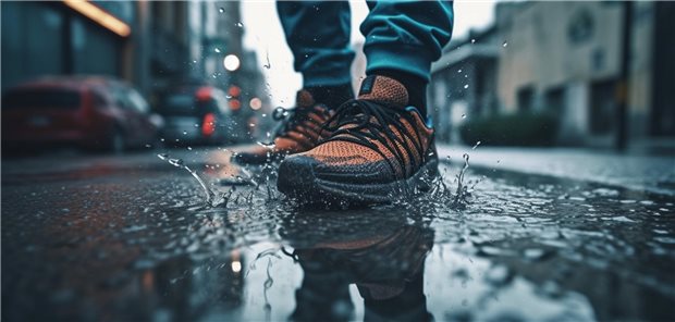 Person in einer Pfütze