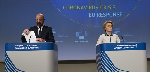 Der Weg zurück zur Normalität ist lang Machten wenig Hoffnung auf eine schnelle Rückkehr zur Normalität: EU-Kommissionspräsidentin Ursula von der Leyen und Ratspräsident Charles Michel.