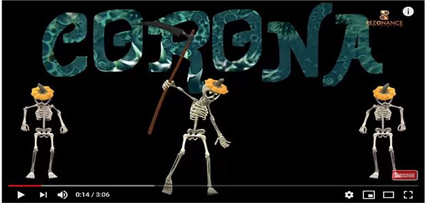 Wie die Coronavirus-Pandemie kreativ macht Makabrer Humor: Das Corona-Comicvideo, gesanglich begleitet von einem indischen Arzt auf Youtube.