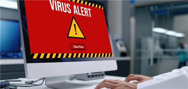 Bildschirm mit Hinweis &quot;Virus Alert&quot;