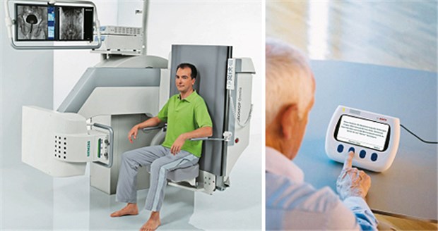 Kaleidoskop der Innovationsfreude MedTech für Ärzte und für Patienten: Das Uroskop und die Basisstation für Vitalparameter.