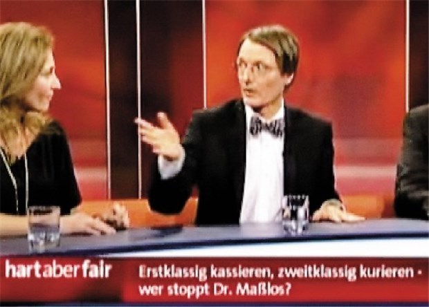 Ärzte zwischen Protest und Politik: Das Debakel der Honorarreform ist auch ein Medienproblem Mediziner als schärfster Ärztekritiker: Professor Karl Lauterbach als Talkshow-Gast in der Sendung "Hart aber fair" am 18. März.
