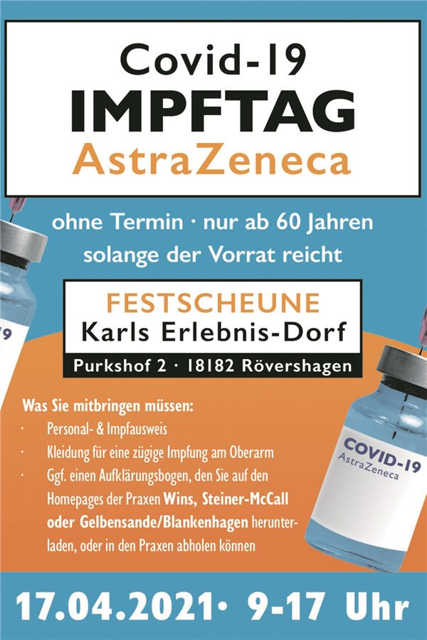 900 Dosen AstraZeneca an einem Tag? Ein Hausarzt sagt, wie‘s geht Mit Plakaten und Flyern werben die Ärzte für ihren „Impftag“.