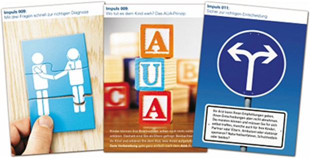 Mit den Impulse Ratgeberkarten will die SBK ihren Patienten Hilfestellung schon vor dem Arztbesuch geben. © SBK