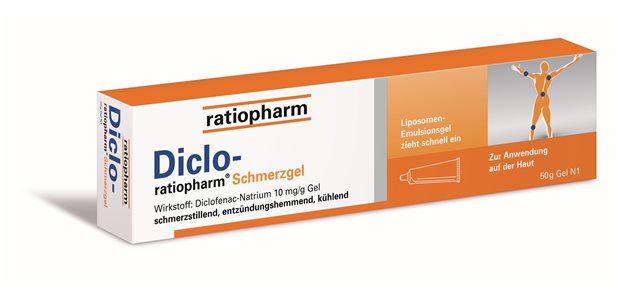 Mit der Abgabe von Diclofenac-Gratisproben an Apotheken sorgt Generika-Hersteller ratiopharm bei Mitbewerber Novartis für Unmut. Konkret ging es im Streit um die kostenlose Abgabe von 100 Gramm-Packungen eines ratiopharm-Schmerzgels mit dem Wirkstoff Diclofenac (im Bild eine 50 Gramm-Packung).